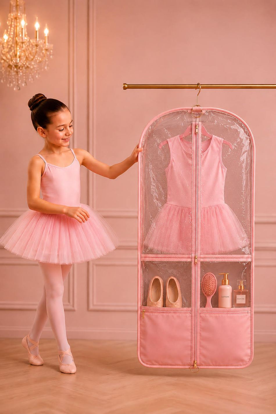 Pink Dance Costume Gusseted Zipper Garment Bag