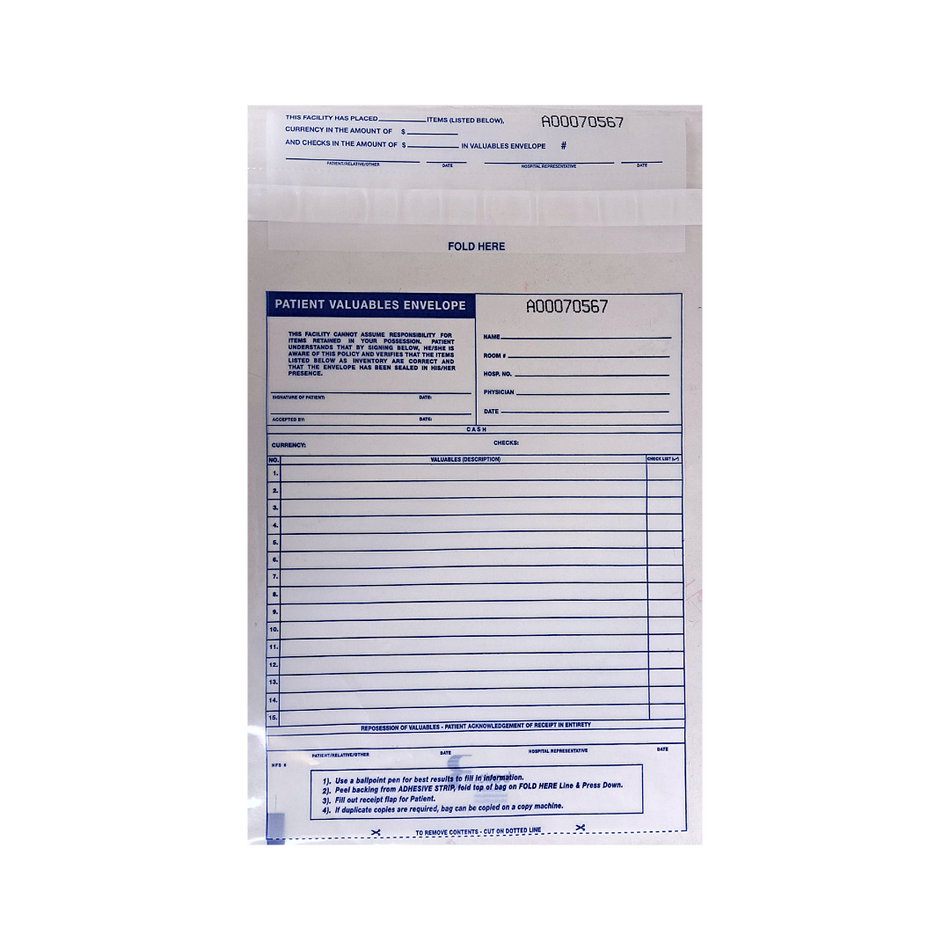Patient Valuables Bags